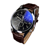 Splendid New Luxury Fashion Faux Leather Men Blue Ray Glass Quartz Analog Watches Casual Cool Watch Brand Men Watches 2016